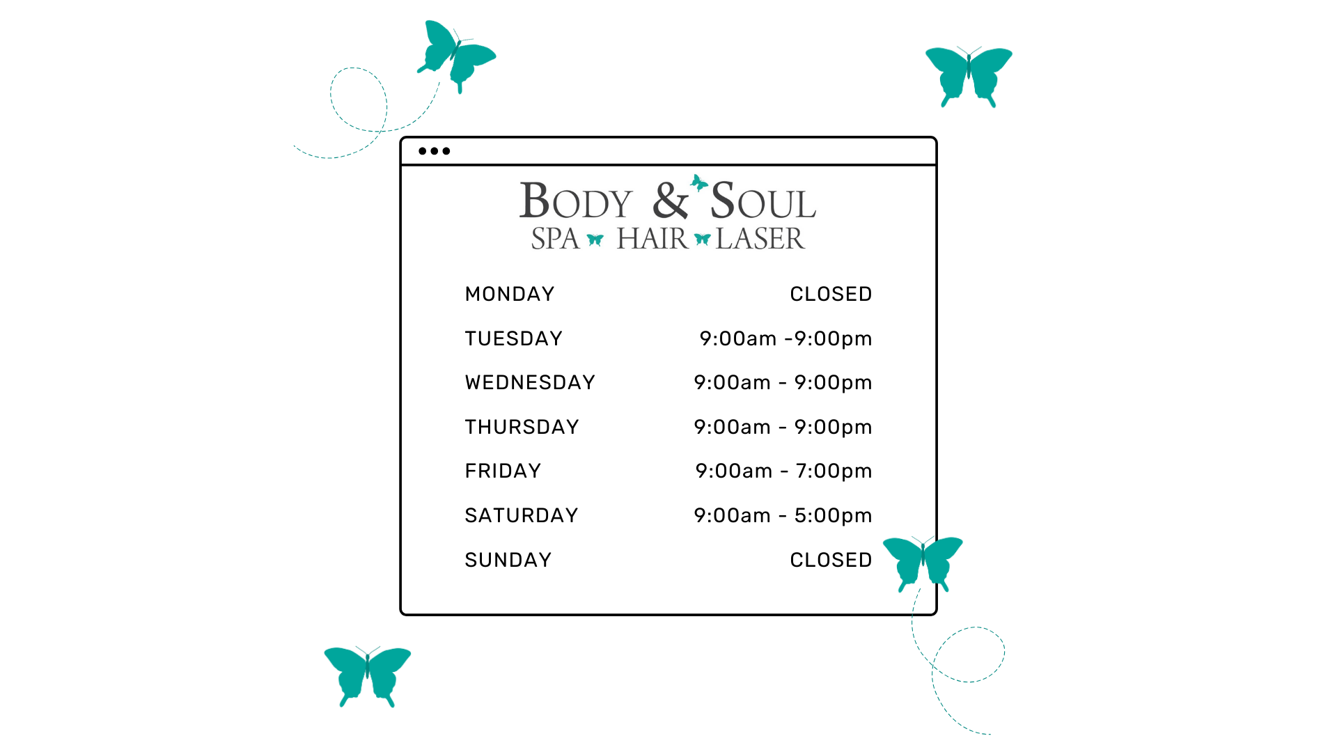 Hours – Body &amp; Soul Day Spa